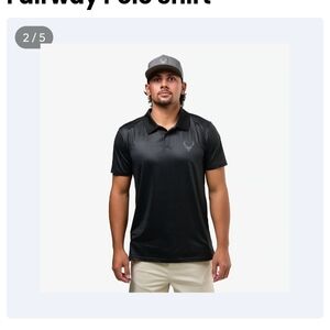 Mens Large Bucked Up Black Houndstooth Fairway Polo